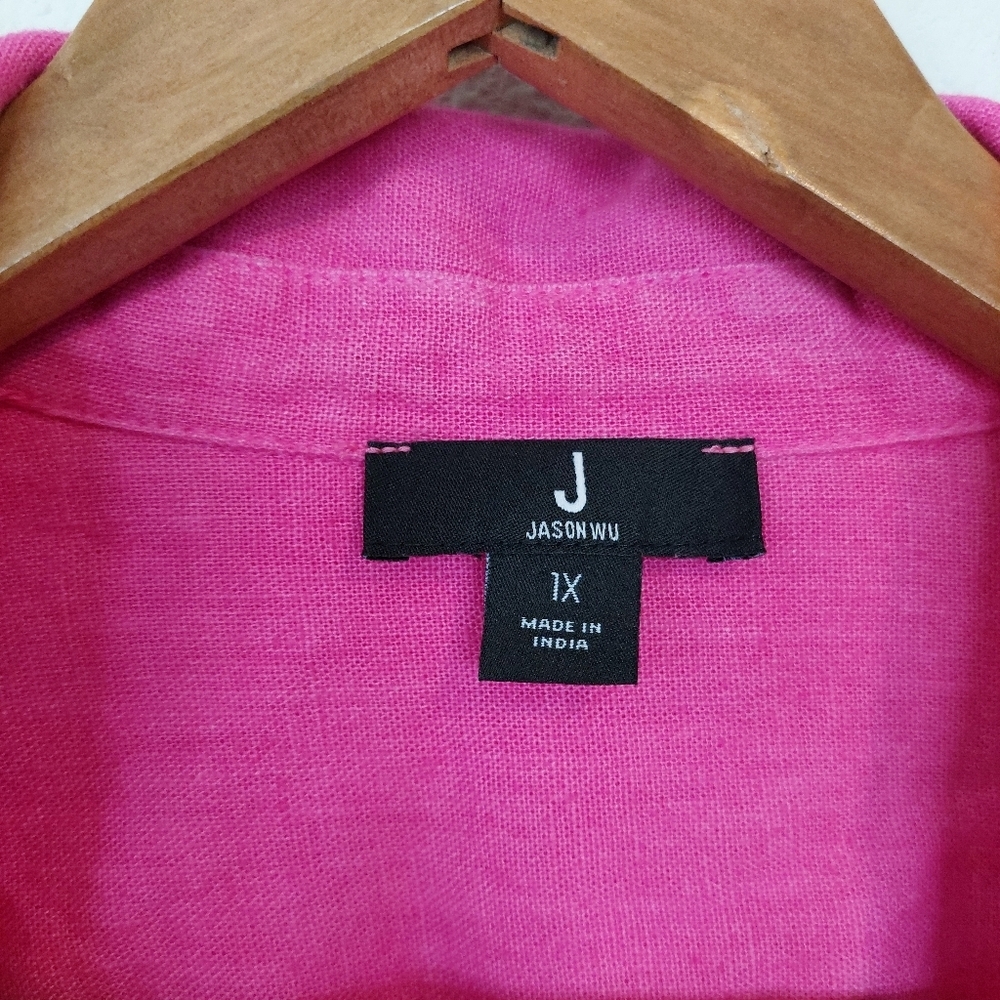 Jason Wu Dip Dye Button Up Linen Blend Ombre Pink… - image 4